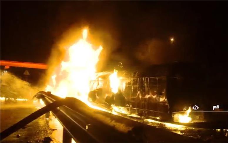 یک فوتی در اثرِ آتش سوزی تانکر سوخت در قم