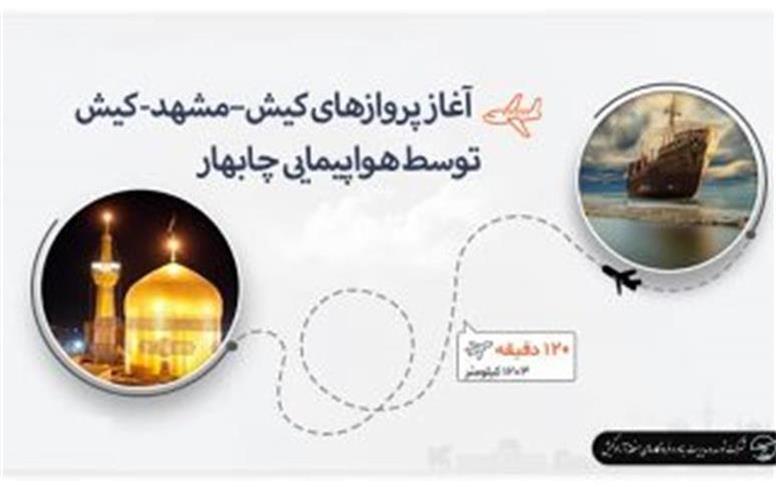 آغاز پروازهای کیش-مشهد-کیش توسط هواپیمایی چابهار