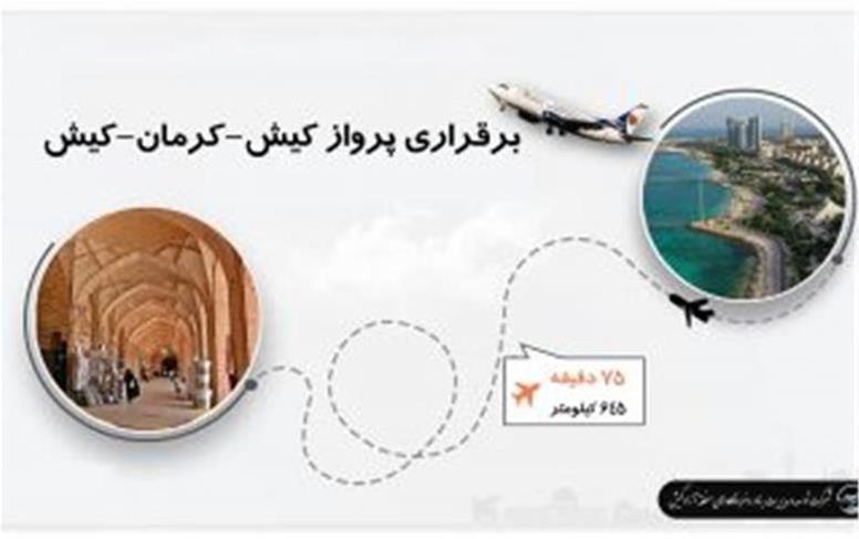 برقراری پرواز کیش–کرمان–کیش